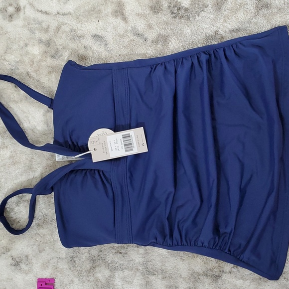 Boden Corsica V-Neck Tankini Top in French Navy Size 2 - Picture 2 of 3